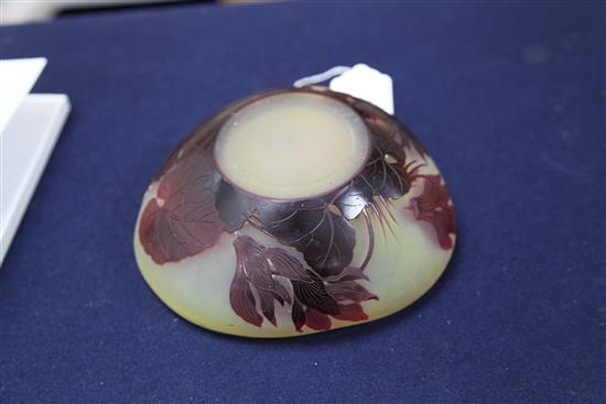 A Galle cameo glass trefoil dish, c.1910, 16.5cm across